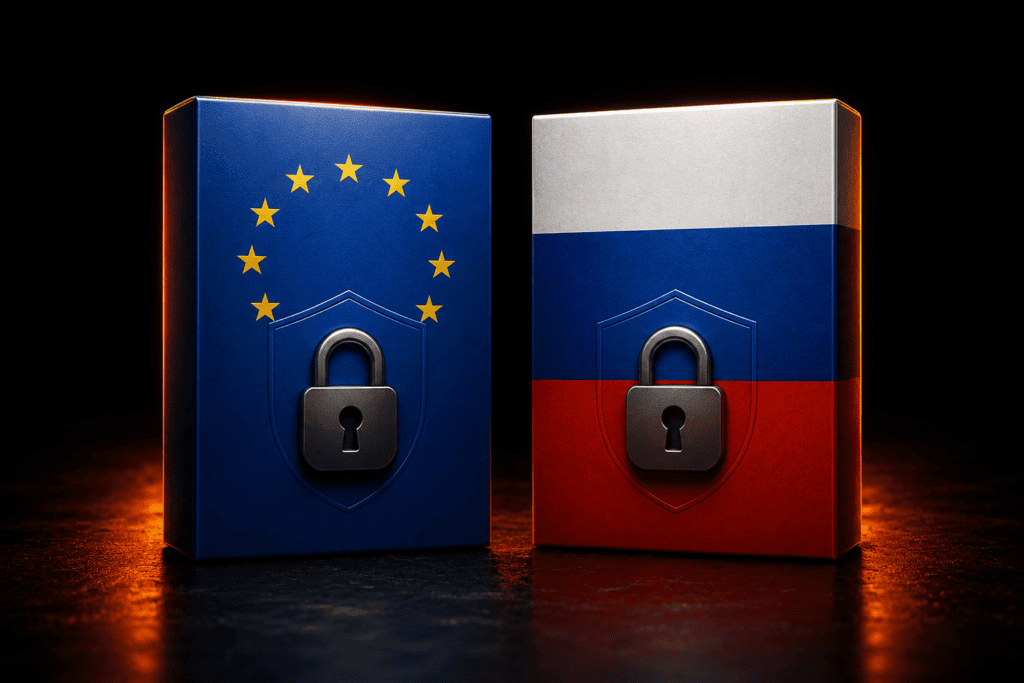 Samme logo, næsten identiske manualer, seks opdateringer annonceret samtidig. Den ene udgave europæisk. Den anden FSB-certificeret.